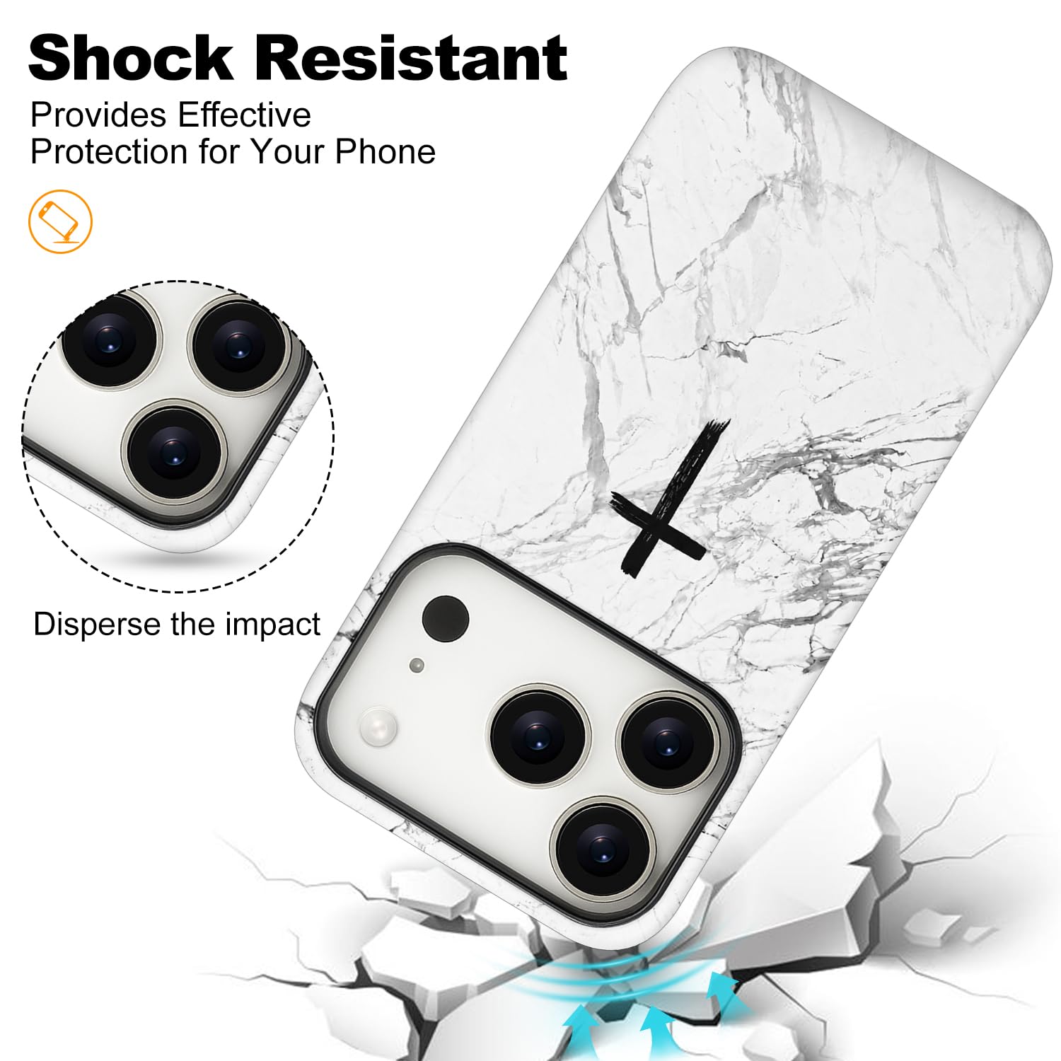 Funda magnética para iPhone 17 Pro Max, diseño de cruz cristiana de mármol blanco, a prueba de golpes, delgada, suave, poliuretano termoplástico y policarbonato duro, compatible con MagSafe, regalo