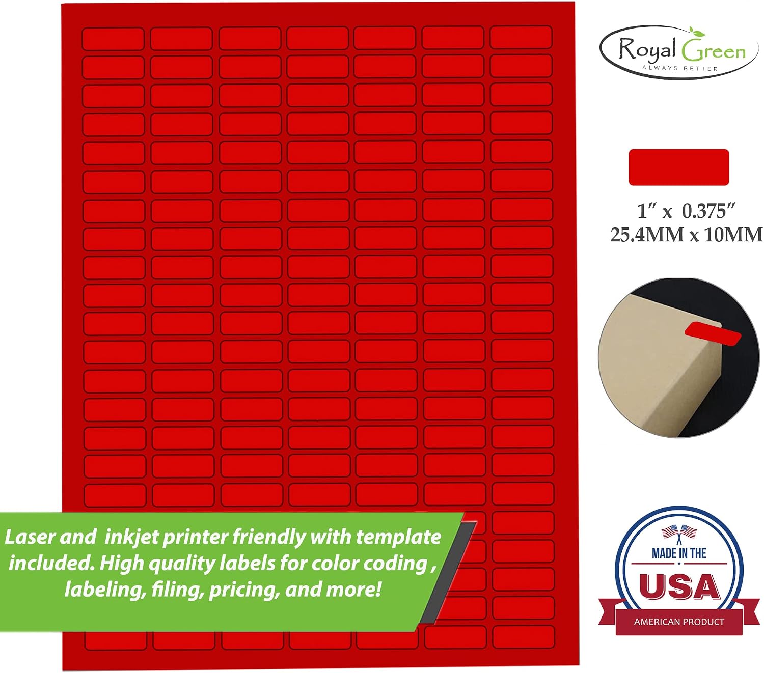 Royal Green Printable Rectangle Labels, 1 x 0.375 Inch - 1078 Pack image 5