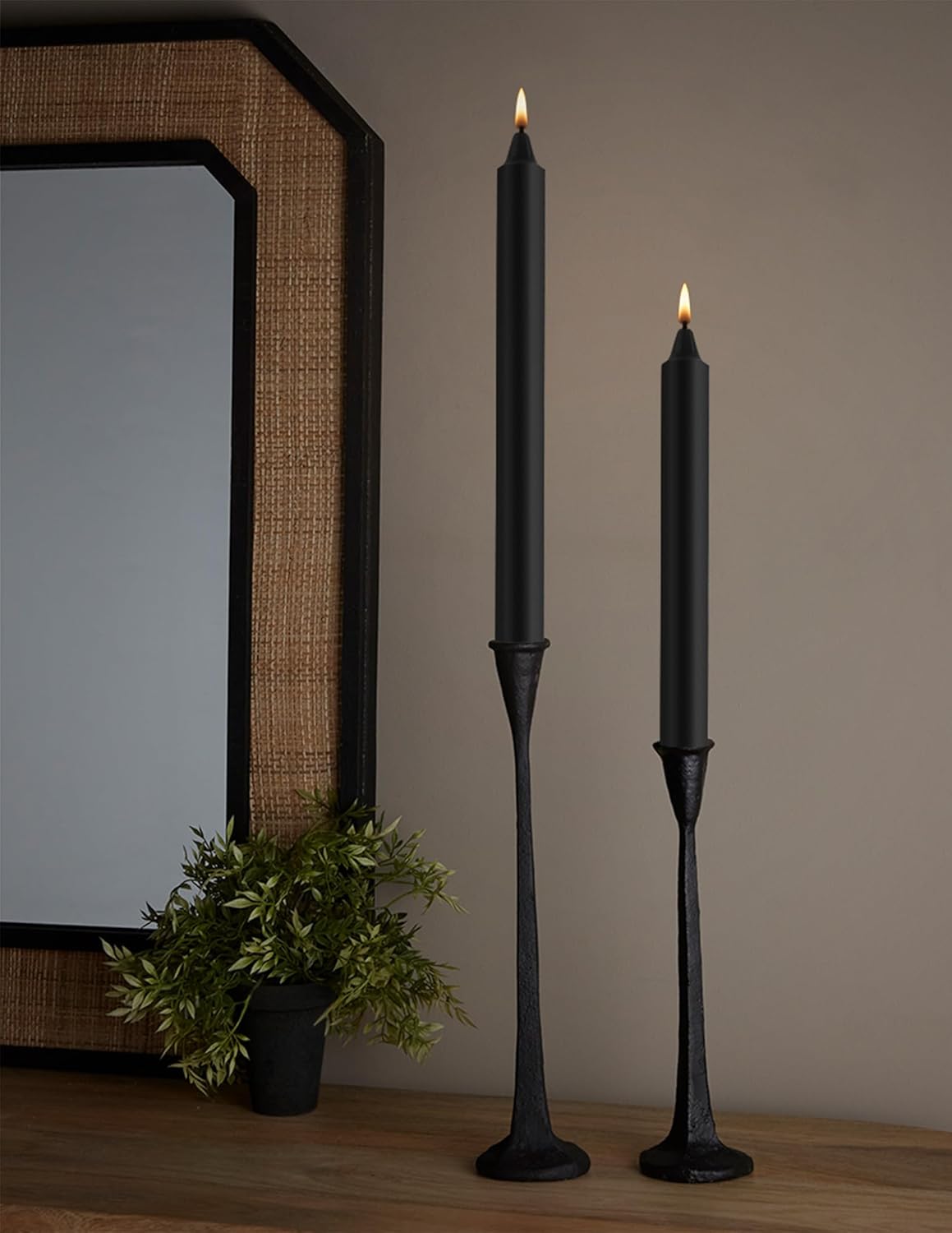 Root Candles Unscented Dinner Candles Premium Beeswax Blend Boxed Candle Set - Arista Smooth, 12-Inch, Black, 12-Count