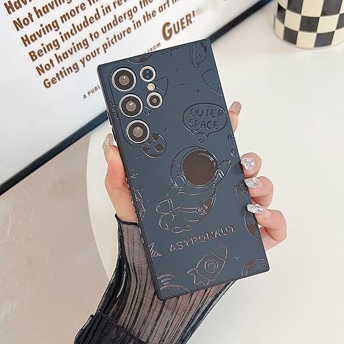 Funda ultra linda para Samsung Galaxy S22, diseño de astronauta de dibujos animados, diseño de cohete espacial, cubierta de parachoques elegante