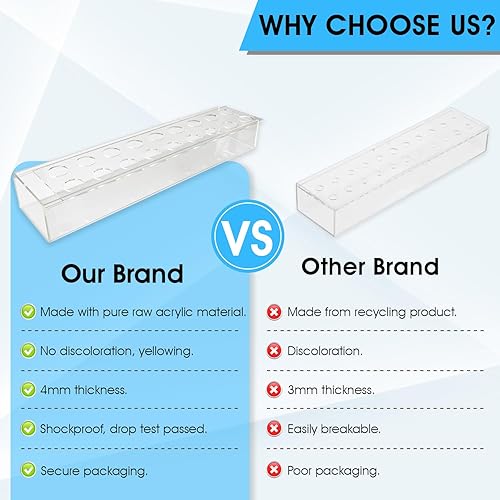 Miniatura 2 de Florero de acrílico transparente rectangular, 18 agujeros, 15.7 pulgadas de largo para centros de mesa, florero moderno de acrílico, jarrón floral