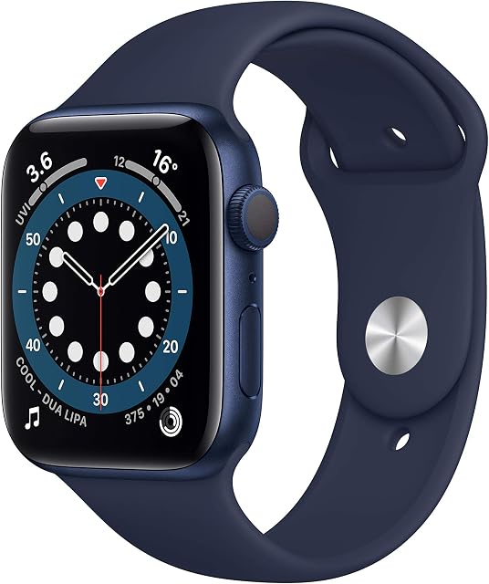 Apple Watch Series 6 GPS, 44mm Blue Aluminium Case with Deep Navy Sport Band - Regular