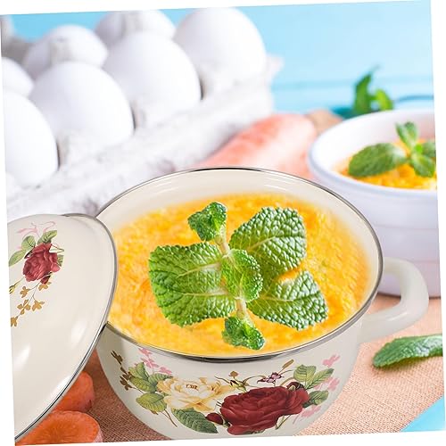 Miniatura 3 de Angoily Olla de cocina esmaltada de doble mango con tapa para pasta, sopa de fideos, estofado