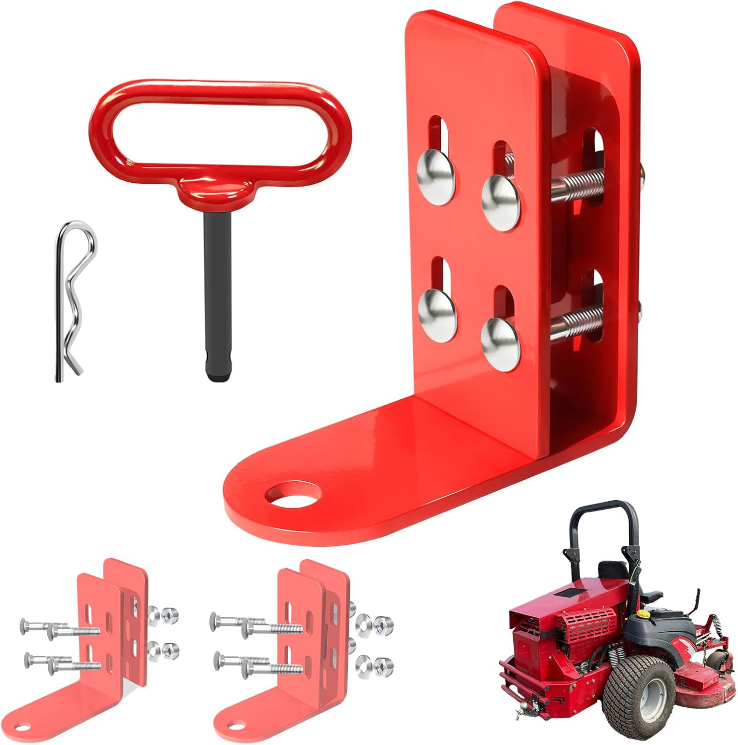 Zero Turn Lawn Mower Trailer Hitch w/3/4 Hitch Socket Hole Fit for Ferris & Simplicity, for Lawn Cart, Fertilizer Spreader, Thatcher, Aerator, Trailer, Yard Sweeper, W/Latch, Bolt Kits, R Clip