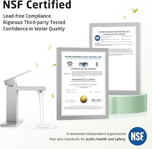 Miniatura 2 de KES L3156ALFF12-BS-C2-PL - Grifos de baño para fregadero de un solo orificio o 3 agujeros, acero inoxidable, drenaje desplegable sin desbordamiento,