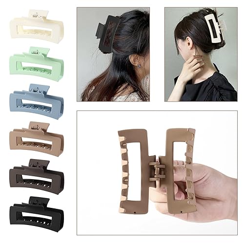 Miniatura 6 de 12 pinzas rectangulares para el cabello, accesorios para el cabello para mujeres y niñas, incluyendo 6 pinzas grandes de 4 pulgadas para cabello