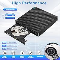 Vista 4 de Guamar Unidad externa de CD y DVD: Grabador de CD USB-C Reproductor de DVD portátil Lector de discos para PC portátil MacBook Mac Windows 11/10