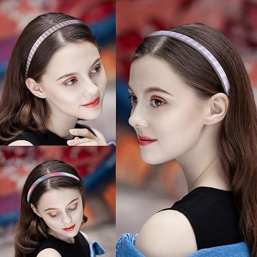 Miniatura 7 de Diademas con purpurina para niñas, 6 unidades, bandas para el pelo arcoíris para niñas, fiestas diarias, cumpleaños, bandas para el cabello de arco