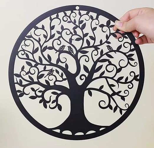 RESACO Tree of Life Wall Art Metal Tree Life Wall Decor Family Tree Wall Plaque 11 Inches Tree of Life Wall Hanging for Bathroom Kitchen Living Room Bedroom Indoor Outdoor(Black)