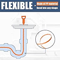 Vista 5 de Removedor de obstrucciones de drenaje de 35.5 pulgadas (1 unidad), removedor de pelo de serpiente de drenaje de 25 pulgadas (6 unidades) y cepillo