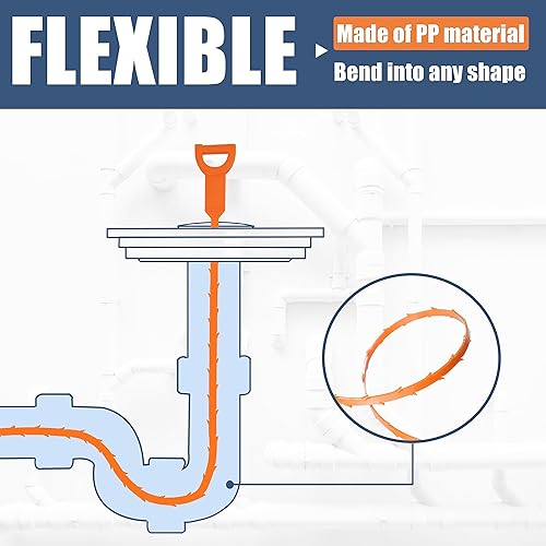 Miniatura 5 de 35.5inch Drain Clog Remover(1pcs), 25inch Drain Snake Hair Remover(6pcs) ＆ Cleaning Brush(2pcs), Hair Catcher Drain Auger Cleaner Tool Set For