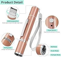 Vista 7 de TBTeek Juguetes para gatos, con funda de metal, 2 piezas, recargable, 7 patrones ajustables, juguete interactivo para gatitos, mascotas, perros, Oro