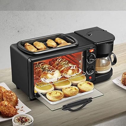 BOTIST 9 Litres Family Electric Breakfast Maker 3-in-1 Portable Toaster Oven, Grill Pan & Coffee Maker Full Breakfast Ready at One Go (Random Colour)