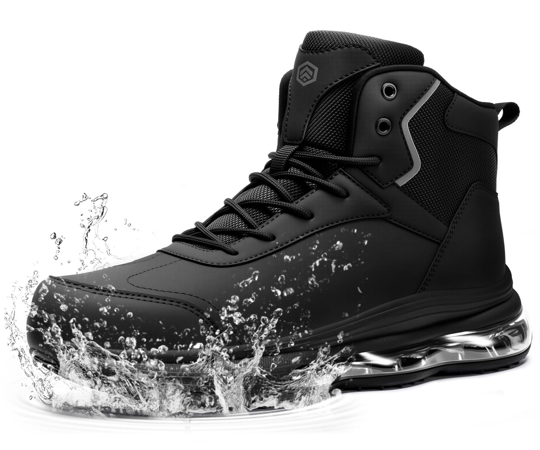 Steel Toe Work Boots Men Waterproof Non Slip Shoes Comfortable Lightweight Side Zipper Industrial Safety 6 Inch Boots