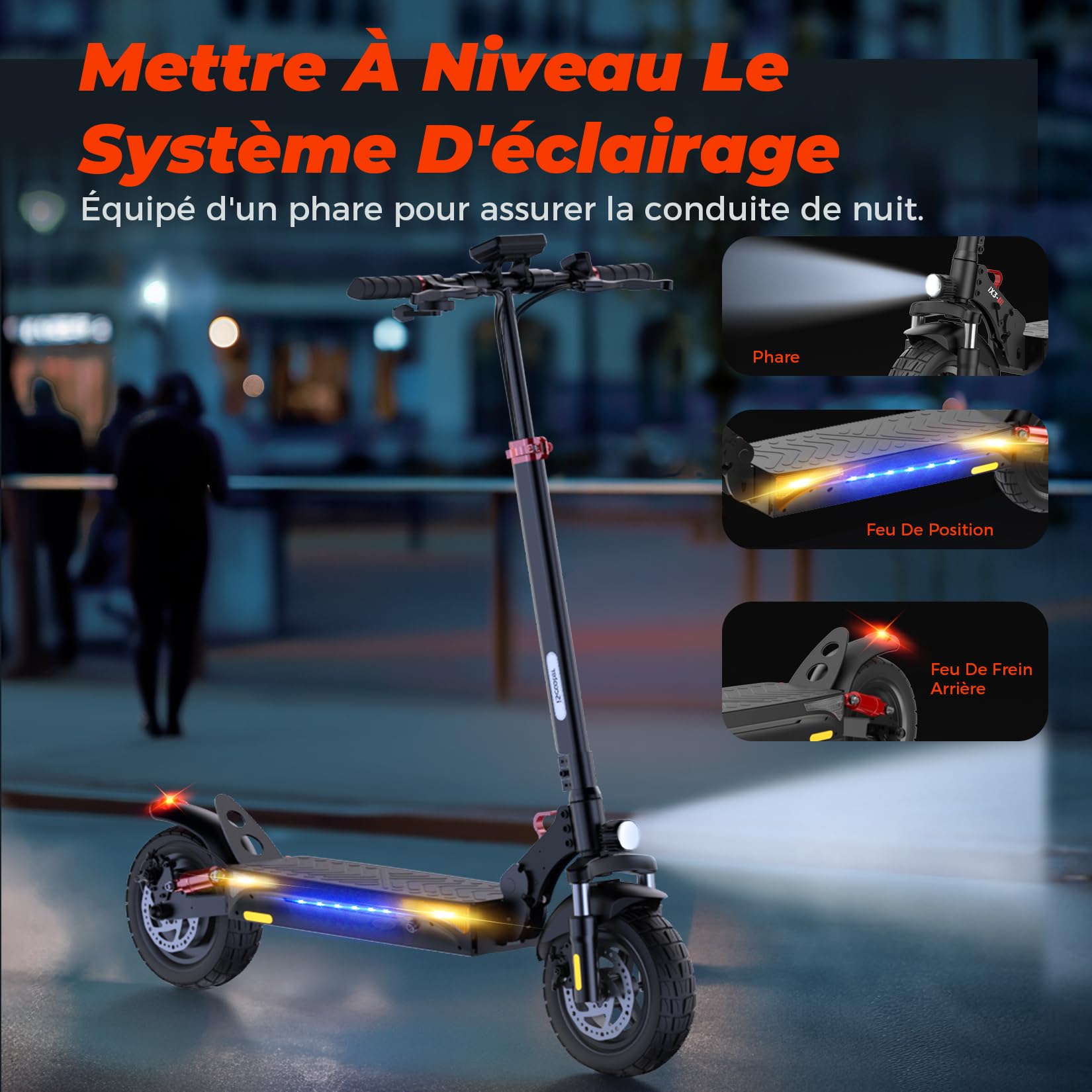 iScooter ix3 Patinete Eléctrico Adultos, 480WH Batería, Autonomía Máxima De 40 KM, 10" Patinete Eléctrico Plegable, App Control, Carga 120 KG, Manillar Ajustable, Suspensión Cuádruple