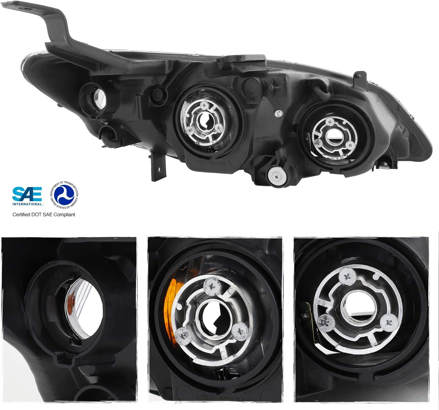 AKKON - Fits 2004 2005 Honda Civic Headlights Front Headlamps Pair Direct Replacement