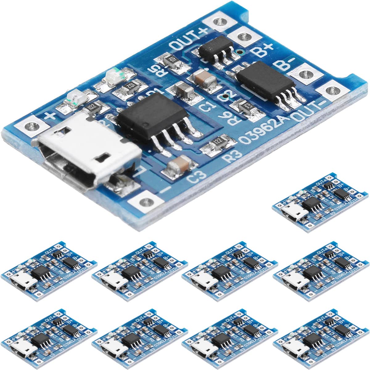 DAOKAI 10PCS 1A High Current Lithium Battery Charging Board 5V Micro USB Interface Input Charge Module with Double Protection