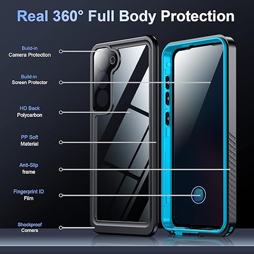 Miniatura 5 de Temdan Funda para Samsung Galaxy S23, lente y protector de pantalla incorporados a prueba de agua [cuerpo completo a prueba de golpes]