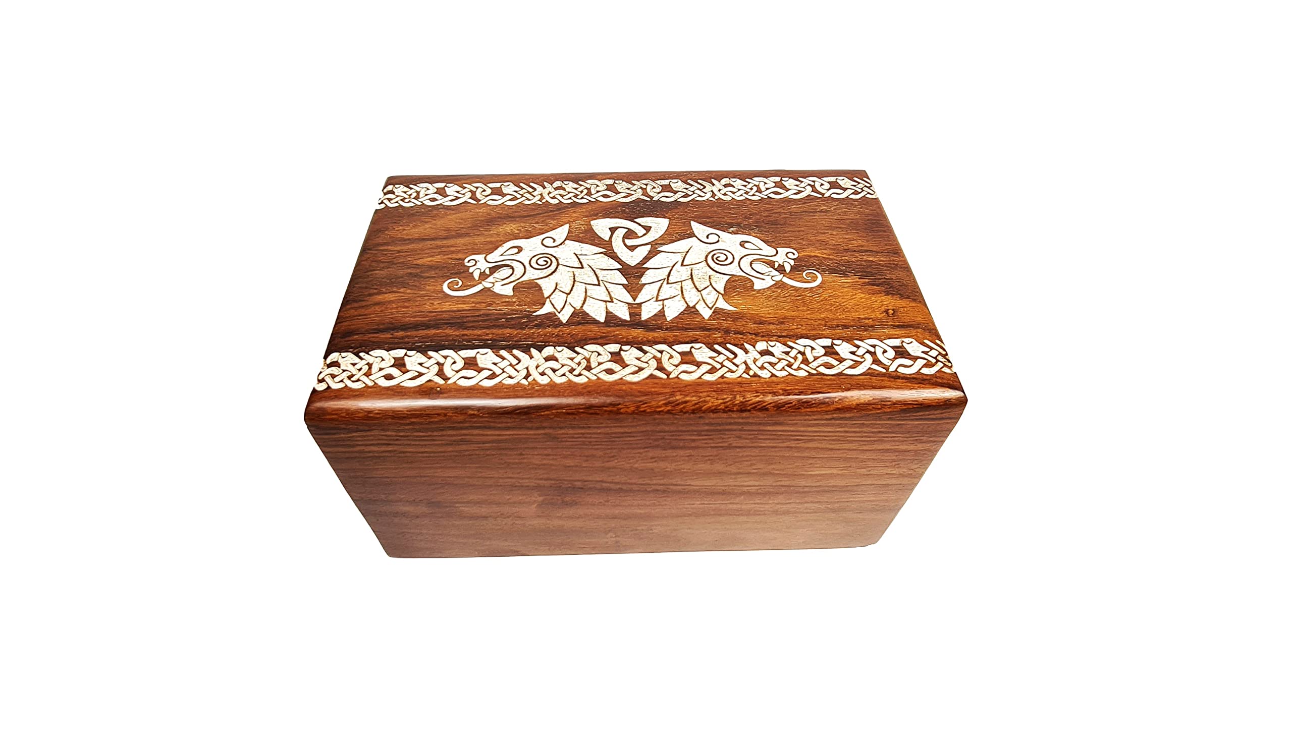 Lumberkart Handmade Rosewood & Epoxy Urn - 250 Cubic Inches, Custom Name And Date Engraving, Blue Finish