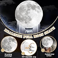 Vista 3 de Hortsun Luces Nocturnas de Luna con Enchufe, Lámpara de Noche de Luna Iluminada, 4 Pulgadas, Litofanía, Impresión 3D, Luz Nocturna LED para Mujeres