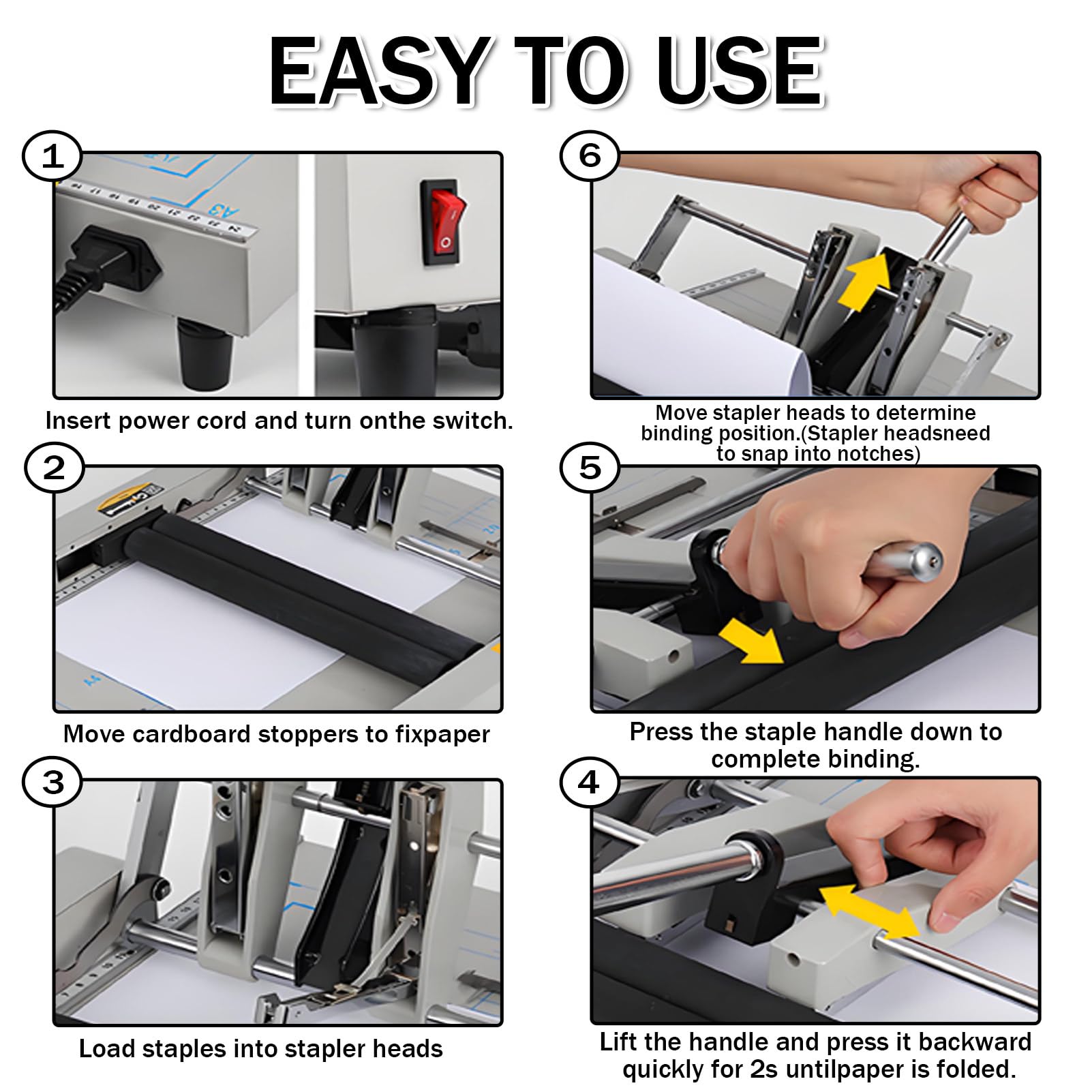 Pinzatrice per Libretti, Macchina Automatica per la creazione di Libretti, pinzatrice e piegatrice per Fogli A3 2 in 1, 11,7" x16,5 Max, 300 Libri/Ora, per brochure, manuali, inviti