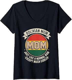 Womens Bolivian Mom Bolivia Heritage Mother Pride V-Neck T-Shirt