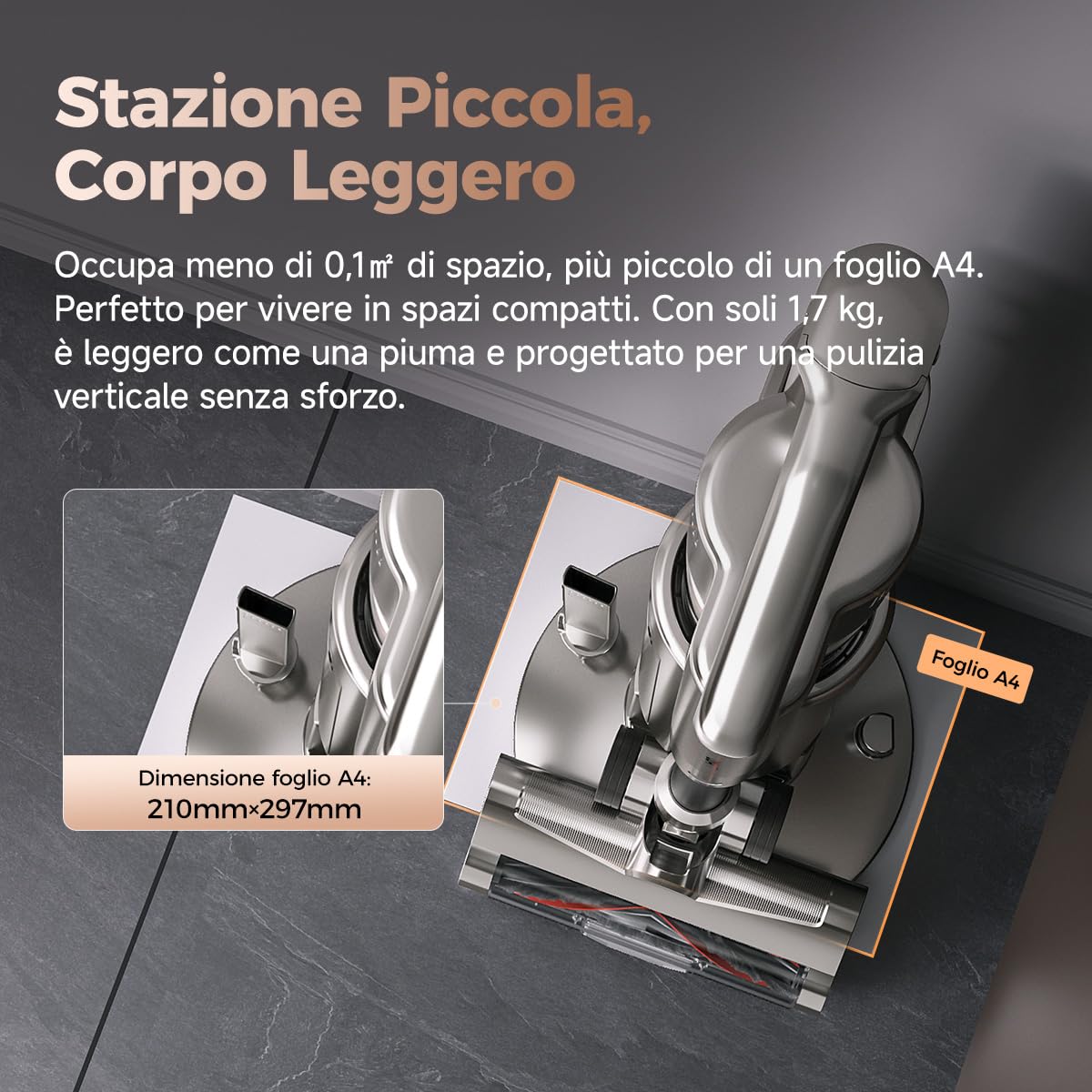 uwant Aspirapolvere Senza Fili Potente con Svuotamento Automatico V500 25000Pa CleanSync Leggero e Station Compatta Luce Verde 60° Micron Dust Detection Spazzola V Antigroviglio 5 Livelli Filtrazione