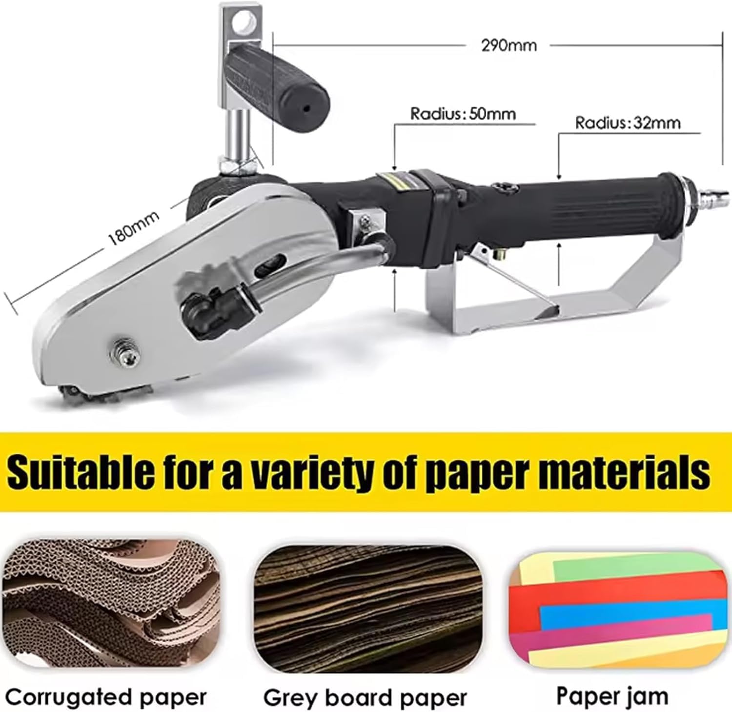 Desbrozadora De Cajas De Cartón, Desbrozadora Neumática, Herramienta para Recortar Bordes De Papel con Cadena De Acero De Aleación Y Cubierta Protectora Metálica., 5MM