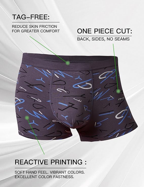 youlehe Men's Underwear Soft Bamboo Viscose Boxer Briefs Stretch Trunks Pack