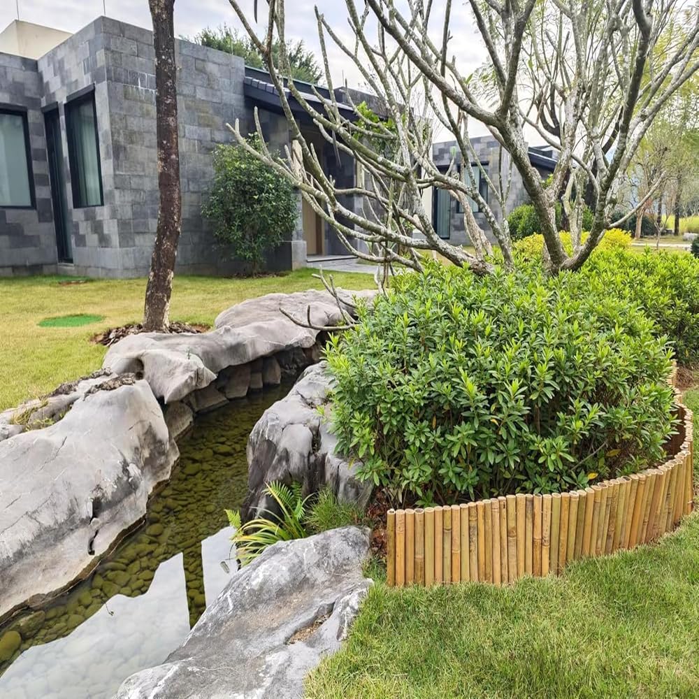 Bamboo 4 Pack Short Fence Outdoor Landscape Edging Flexible Decorative Border 7.8'' H x 47'' L