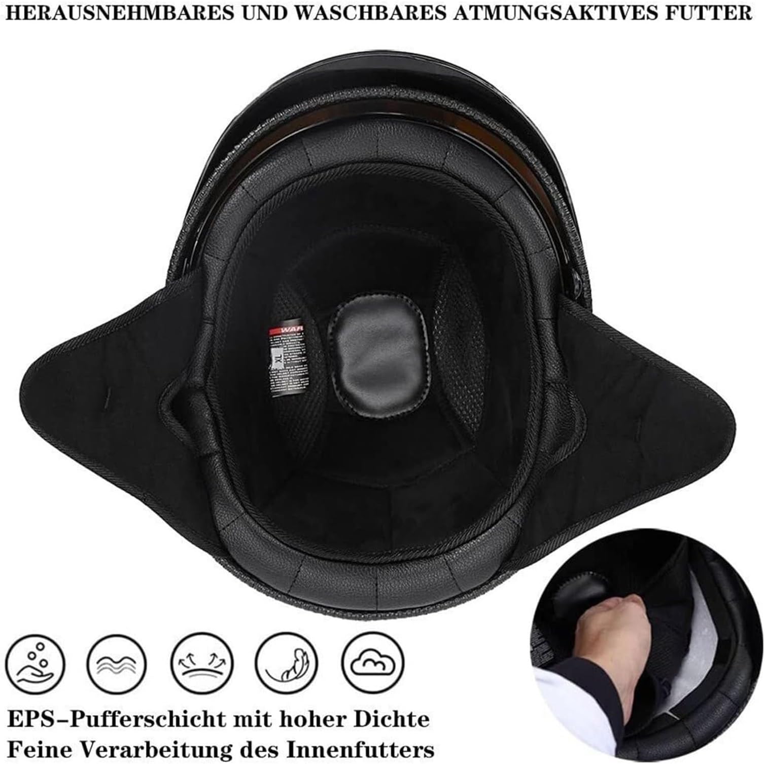 Kask motocyklowy w stylu niemieckim, vintage, kask motocyklowy z otwartą twarzą, z homologacją ECE, półkask w stylu retro, z osłoną przeciwsłoneczną
