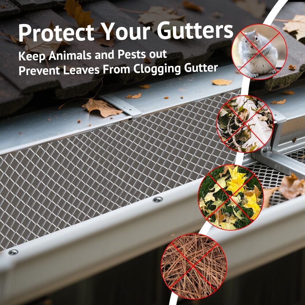 Gutter Guard 5 inchx100 Feet,Leaf Filter Gutter Protection Roll with Installation Screws and Stainless Steel Ties,Leaf Gutter Guards for gutters,Gutter Mesh for Leaves,Twigs,Branches Black