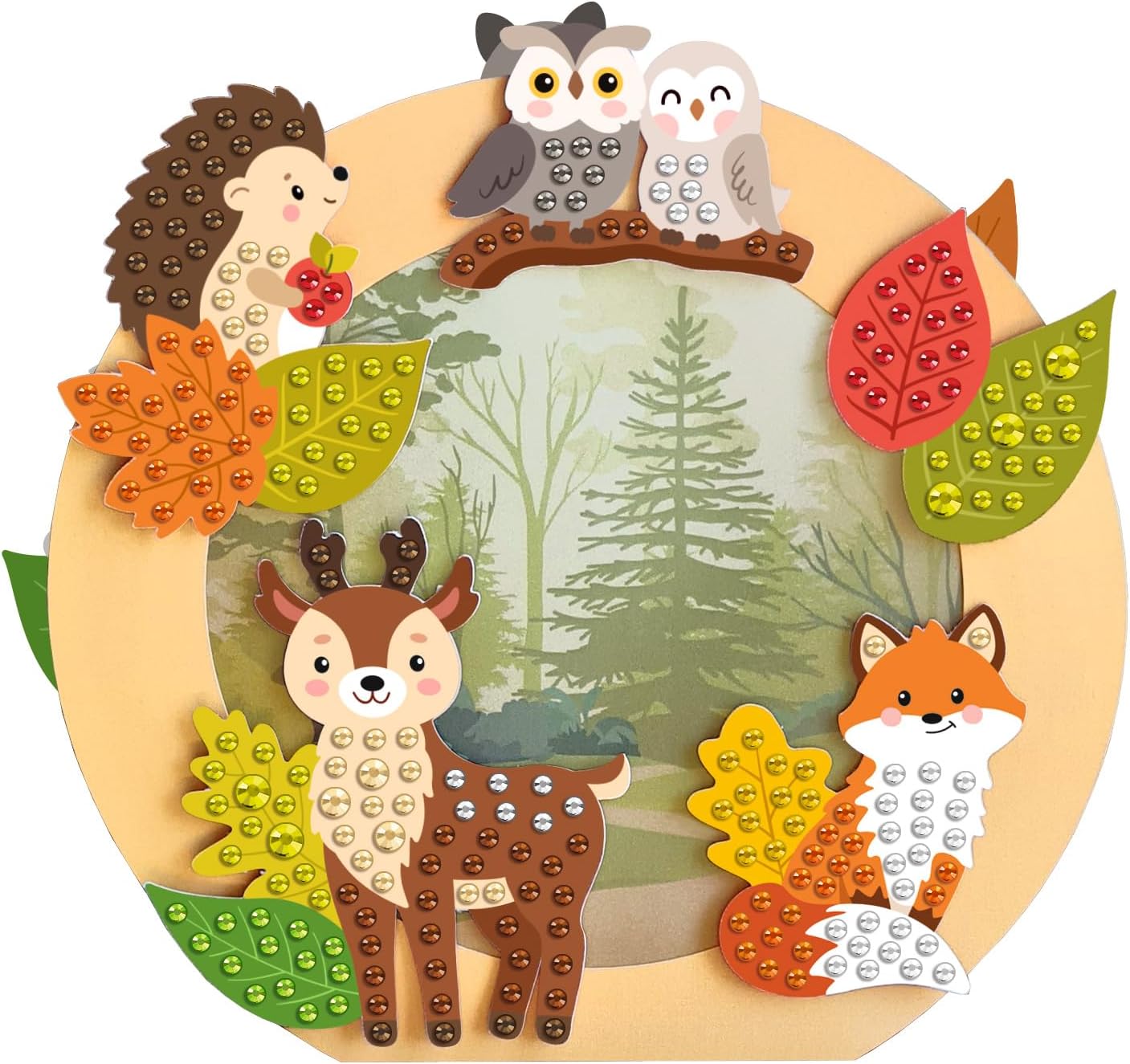 Ursus 1882 00 02F Diamond Painting Lanterns Craft Set "Forest Animals", Approx. 20 x 18.7 x 8 cm, with Rhinestones, for Lantern Crafts, DIY Craft Set for Lantern Parade and Decoration