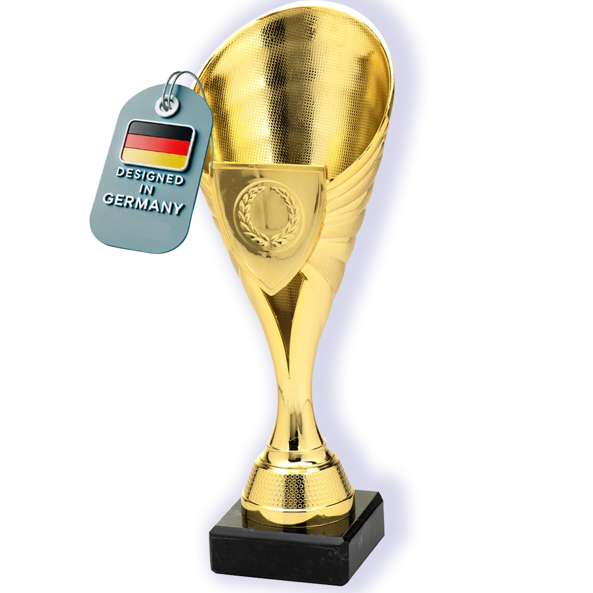 Larius Coppa (21 cm, 220 g), elegante trofeo universale con base in marmo, personalizzabile, ideale per sport, scuola, concorsi e premi - B1