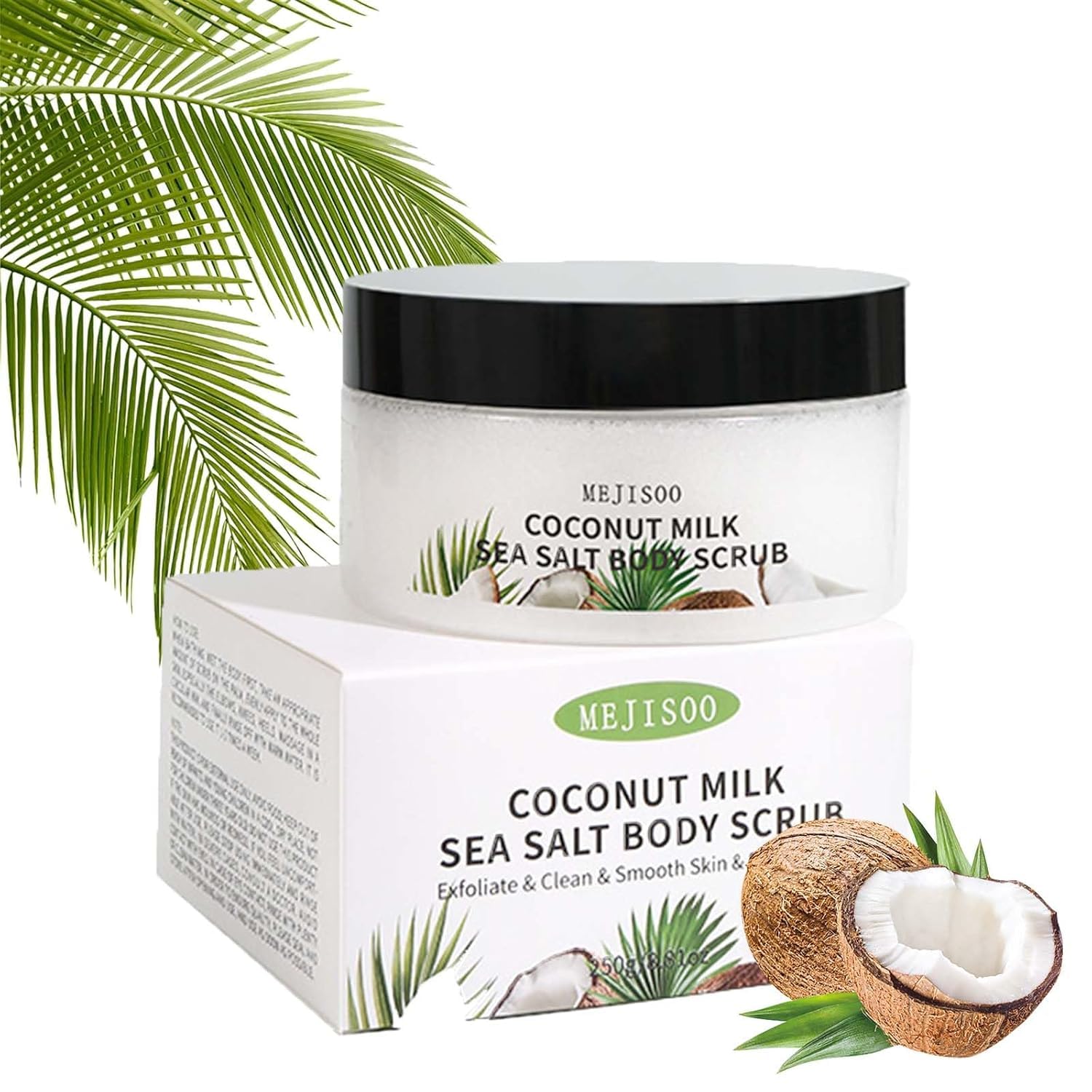 Scrub White, Dead Sea Salt Coconut Body Scrub,Body Exfoliator Deep-Cleansing Face & Body, Helps Balance Skin Oil And Water, Remove Dead Skin Achieve Glowing Skin Naturally, for Dry Skin Exfoliator