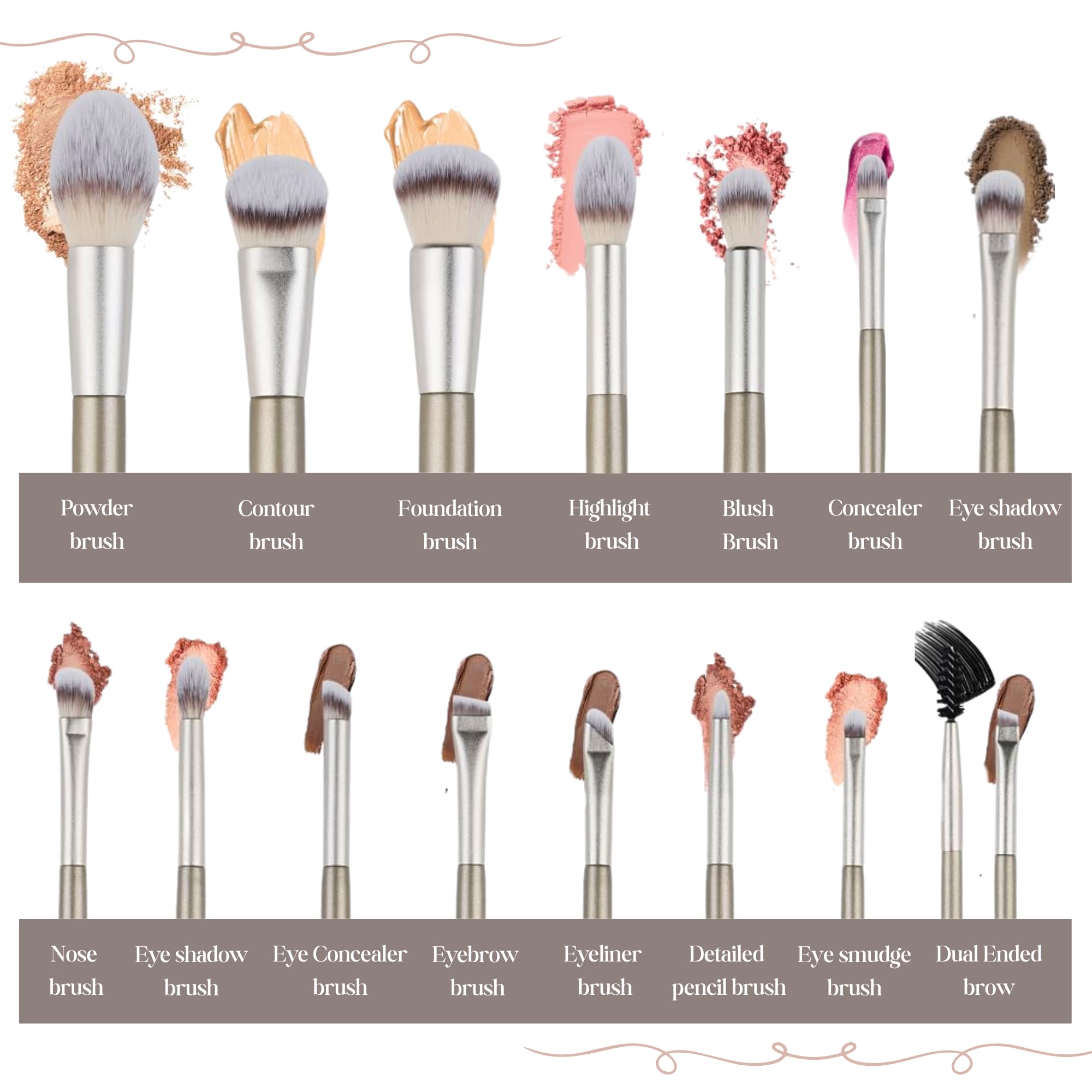15-teiliges Make-up-Pinsel-Set, vegane Grundierung, Concealer, Rouge, Lidschatten, Eyeliner, Puder, Highlighter, Verblenden, Gesichtspinsel-Set