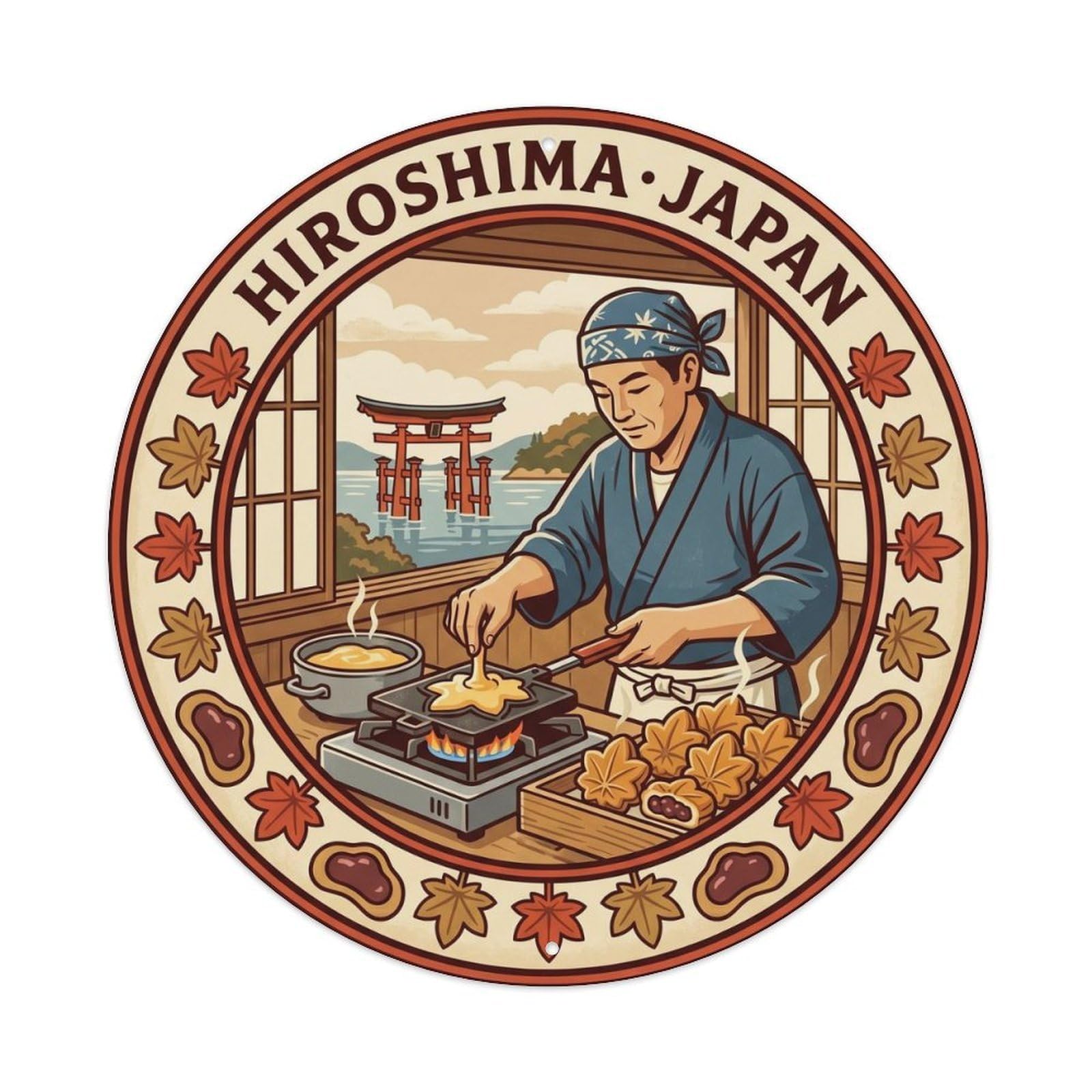 Momiji Manju Maple Cake Local Cuisine Mediterranean Metal Tin Sign