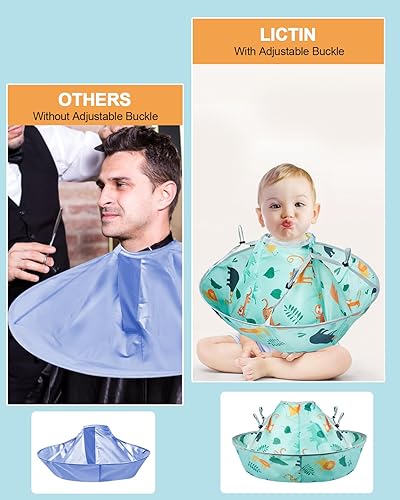 Miniatura 6 de Lictin Capas de corte de pelo para niños  Capa de corte de pelo para niños, impermeable, ajuste plegable, capa de paraguas de peluquería con 1 peine