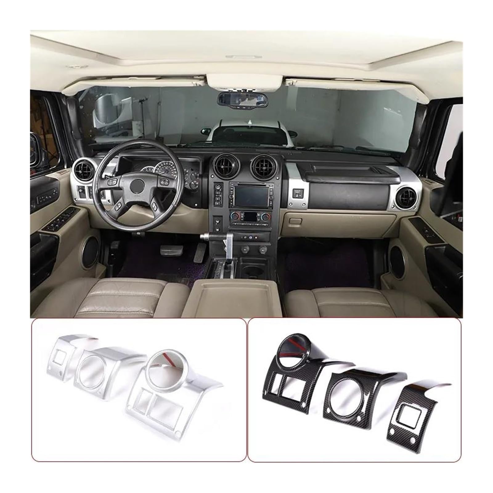 Portabicchieri Rialzato In Alluminio Per Hummer H2 (2003-2007) | Supporto Per Console Centrale, Misura 31x11,9x3,3 Cm, Facile Installazione - 2