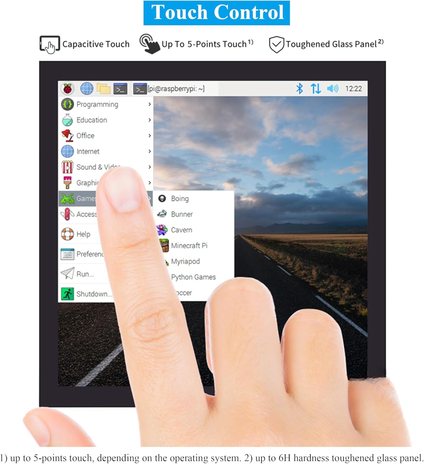 4inch DPI LCD Square Capacitive Touch Screen Compatible with Raspberry Pi 5/4B/3B+/3B/2B/Zero/Zero W/WH/Zero 2W, 720x720 Resolution, IPS Display, Toughened Glass Cover Low Power Solution