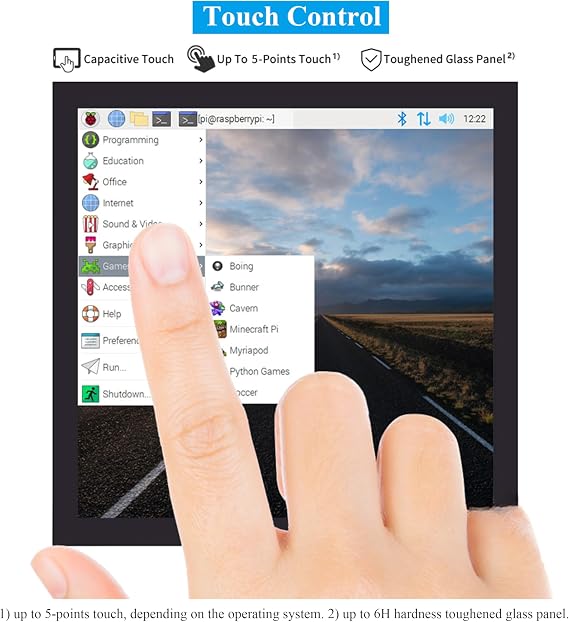 4inch DPI LCD Square Capacitive Touch Screen Compatible with Raspberry Pi 5/4B/3B+/3B/2B/Zero/Zero W/WH/Zero 2W, 720x720 Resolution, IPS Display, Toughened Glass Cover Low Power Solution
