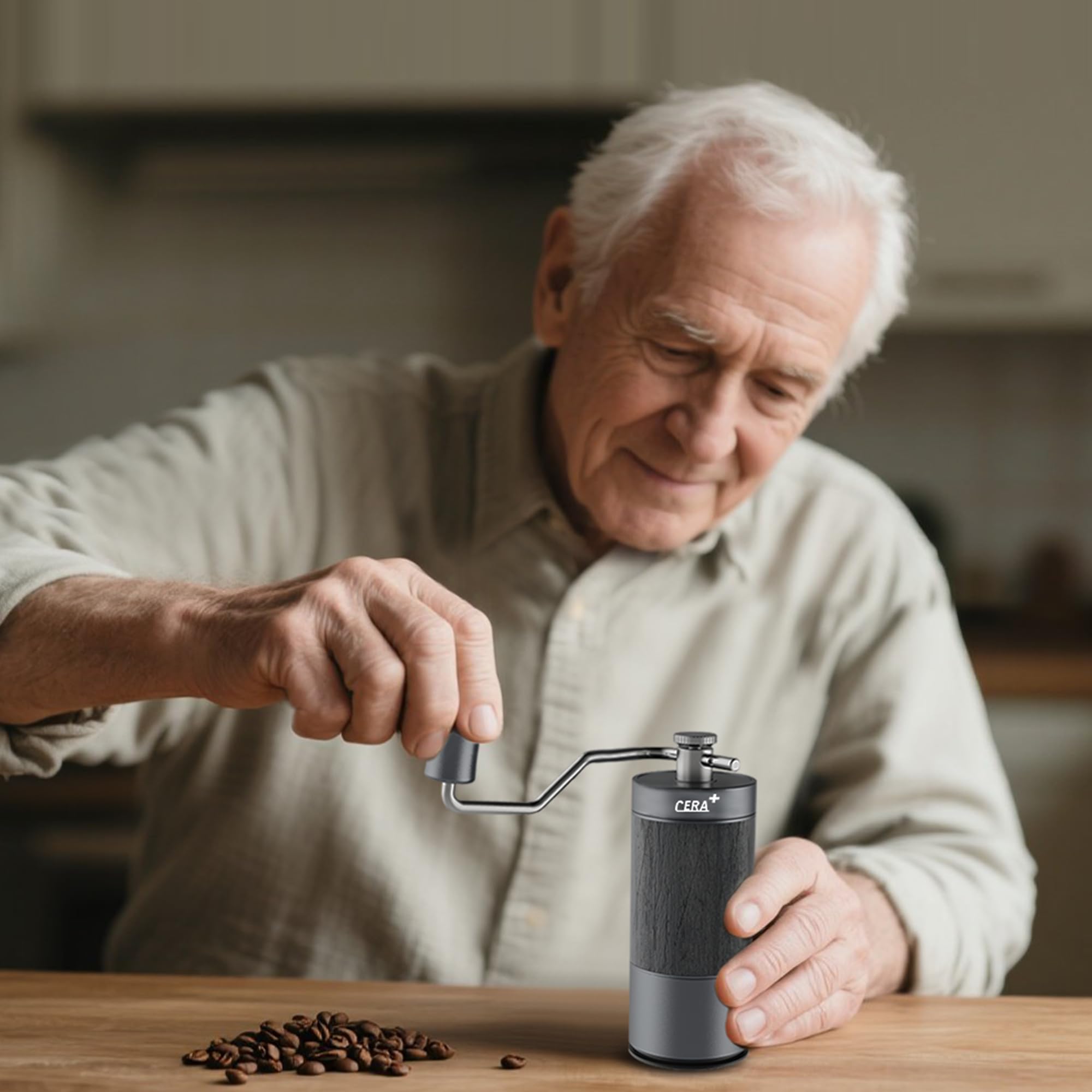 manuelle Kaffeebohnenmühle, professionelle kleine kaffeemühle manuell, mit 90 einstellbaren Einstellungen, verbesserte 10-Sterne-Mahlscheibe für French Press, Pour-Over