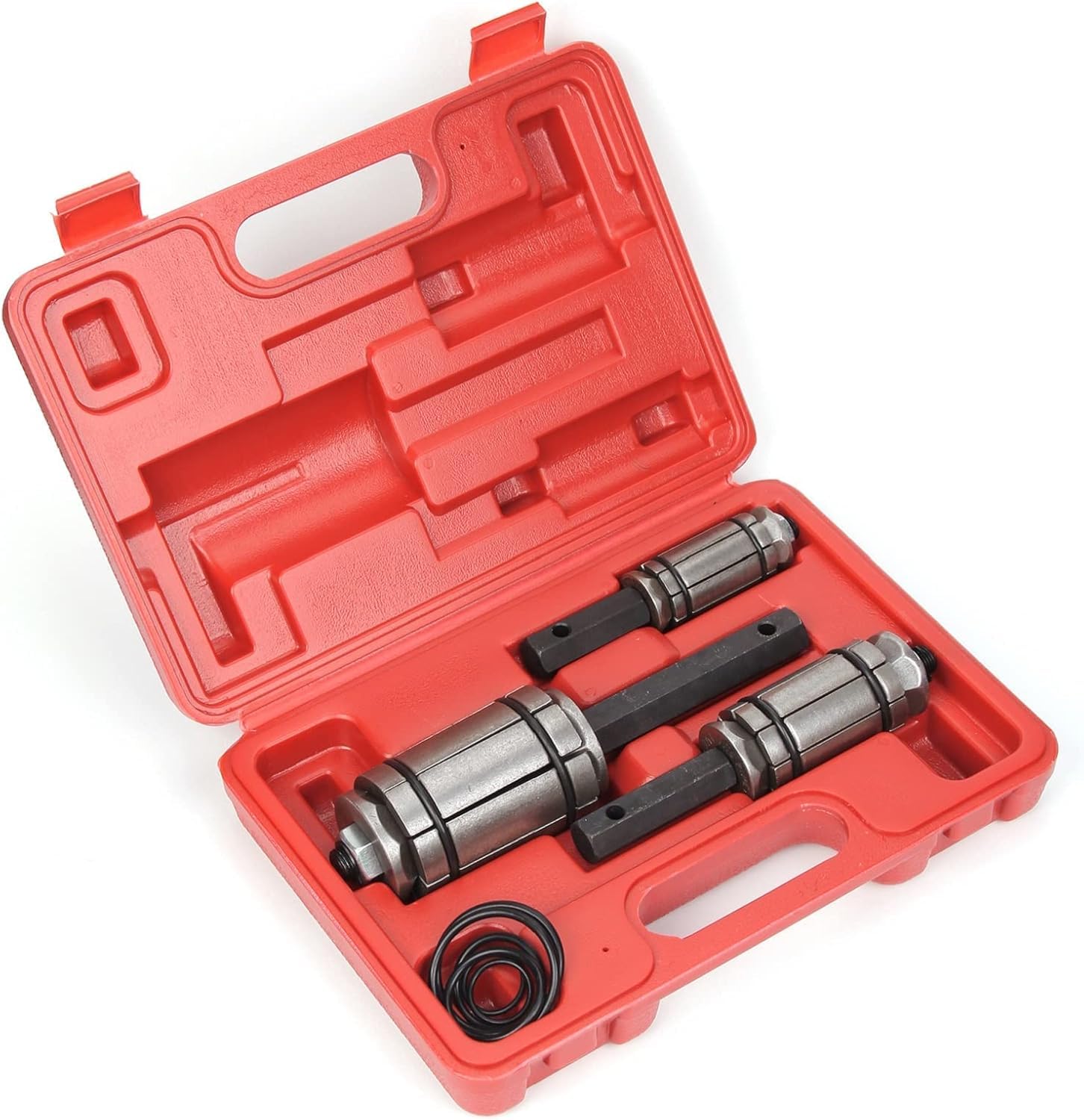M.J COMFY-LIFE 3PCS Tail Pipe Expander Kit, Exhaust Muffler Spreader Tool Set with 6 Extra O-Rings, Exhaust Pipe Expander 1-1/8" to 3-1/2", Forged Steel Hand Tool with Storage Case