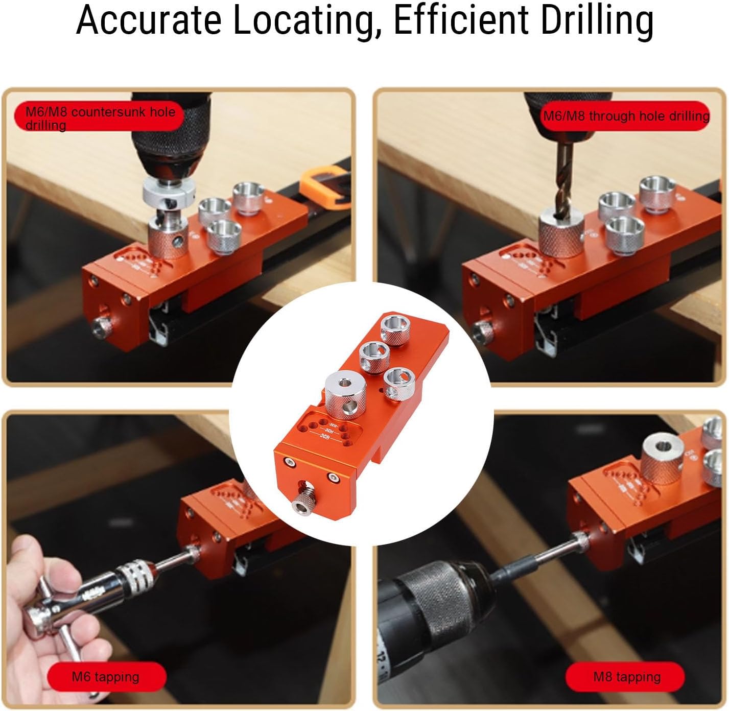 Garosa Aluminum Profile Drill, Aluminum Alloy Drill Jig with Precise Hole Alignment for 20 30 40 Series Profiles, Simplified Tapping Process for M5 M6 M8 Threads