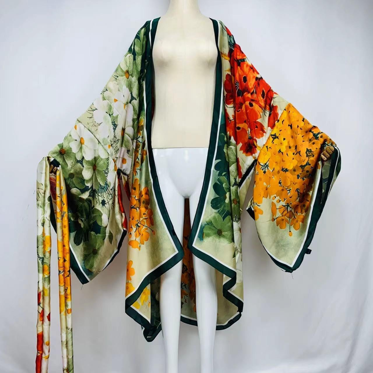 Plus Size Summer Cover up Cardigan Fashion Sexy African Holiday Party Long Sleeve Silk Feeling Robe Kimono Kaftan - Image 3