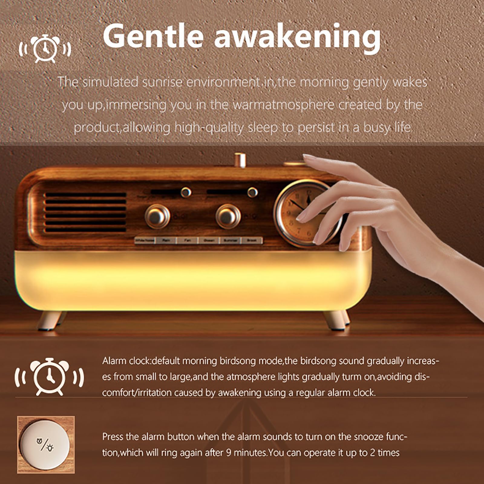 Altoparlante Bluetooth con macchina del rumore bianco e luce sveglia a LED, 6 suoni naturali, 3 livelli di spegnimento temporizzato, ideale per meditazione e relax a casa