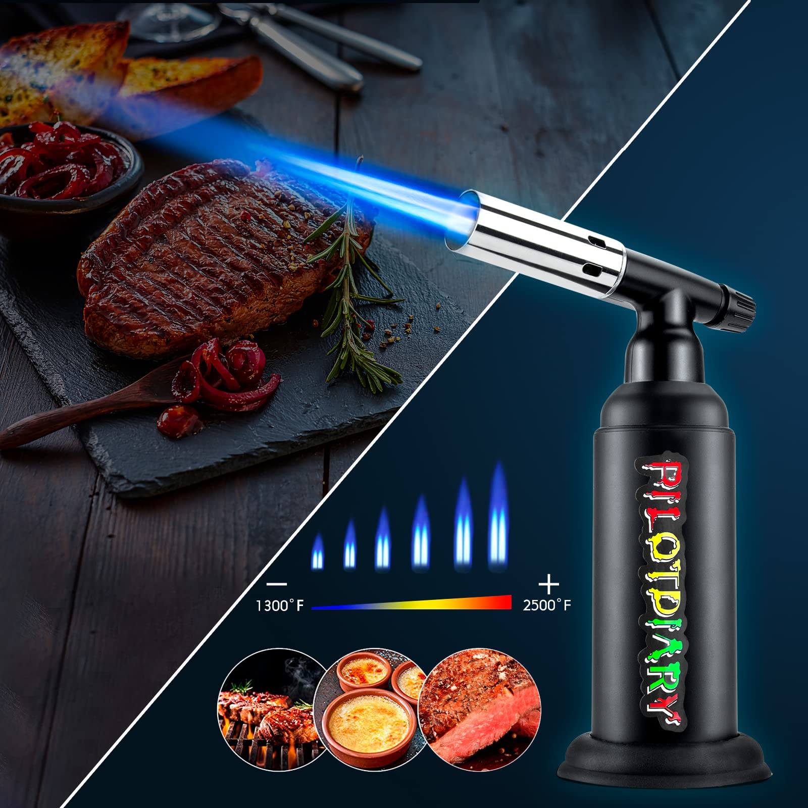 PILOTDIARY Butane Blow Torch, Big Industrial Torch Refillable with Dual