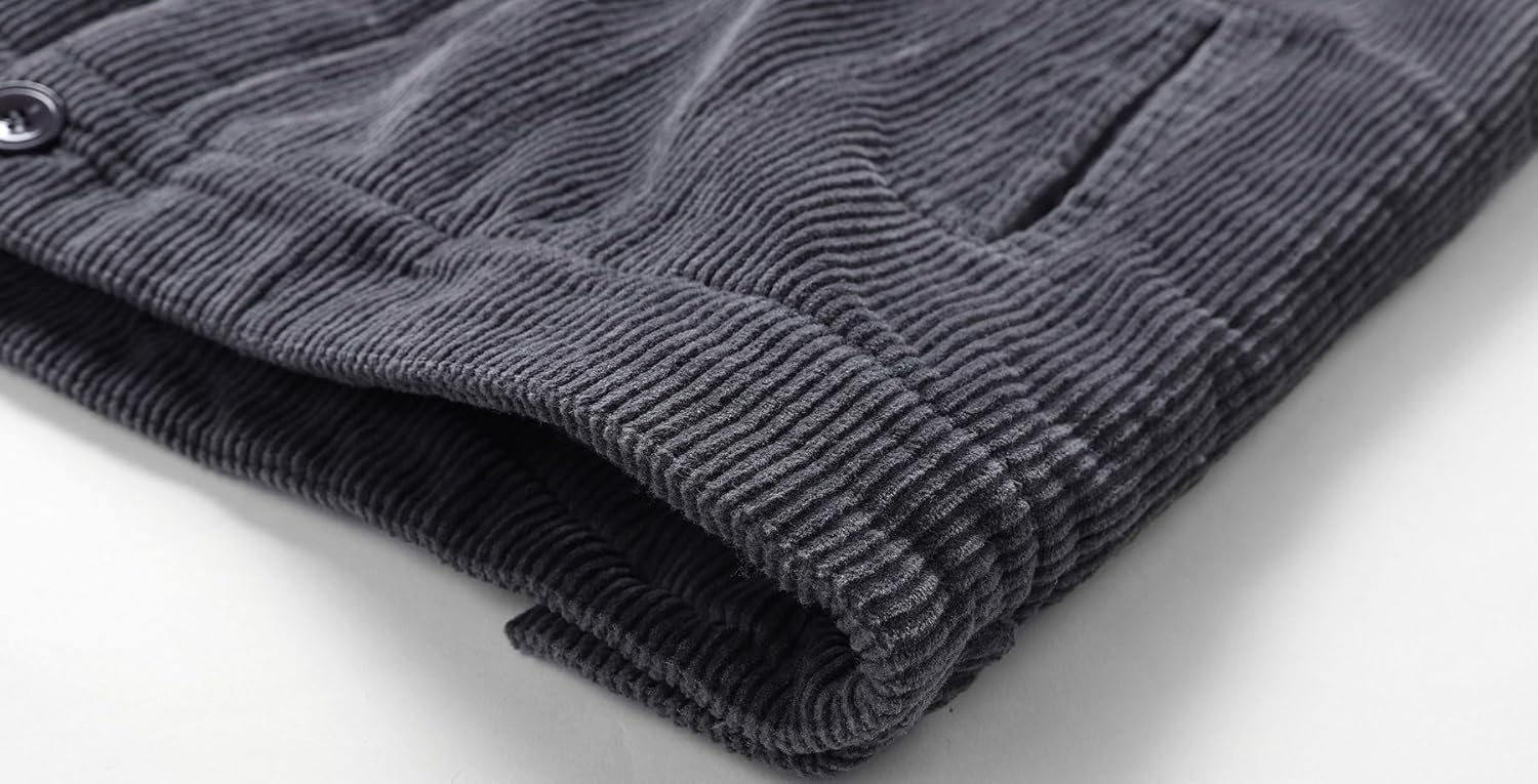 Men's Sherpa Lined Corduroy Jacket Casual Thickened Winter Warm Fleece Jacket Coat - Image 6
