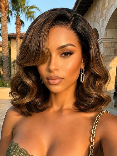 Nadula 7x5 No Slip Ombre Brown Wavy Bob Drawstring Wig