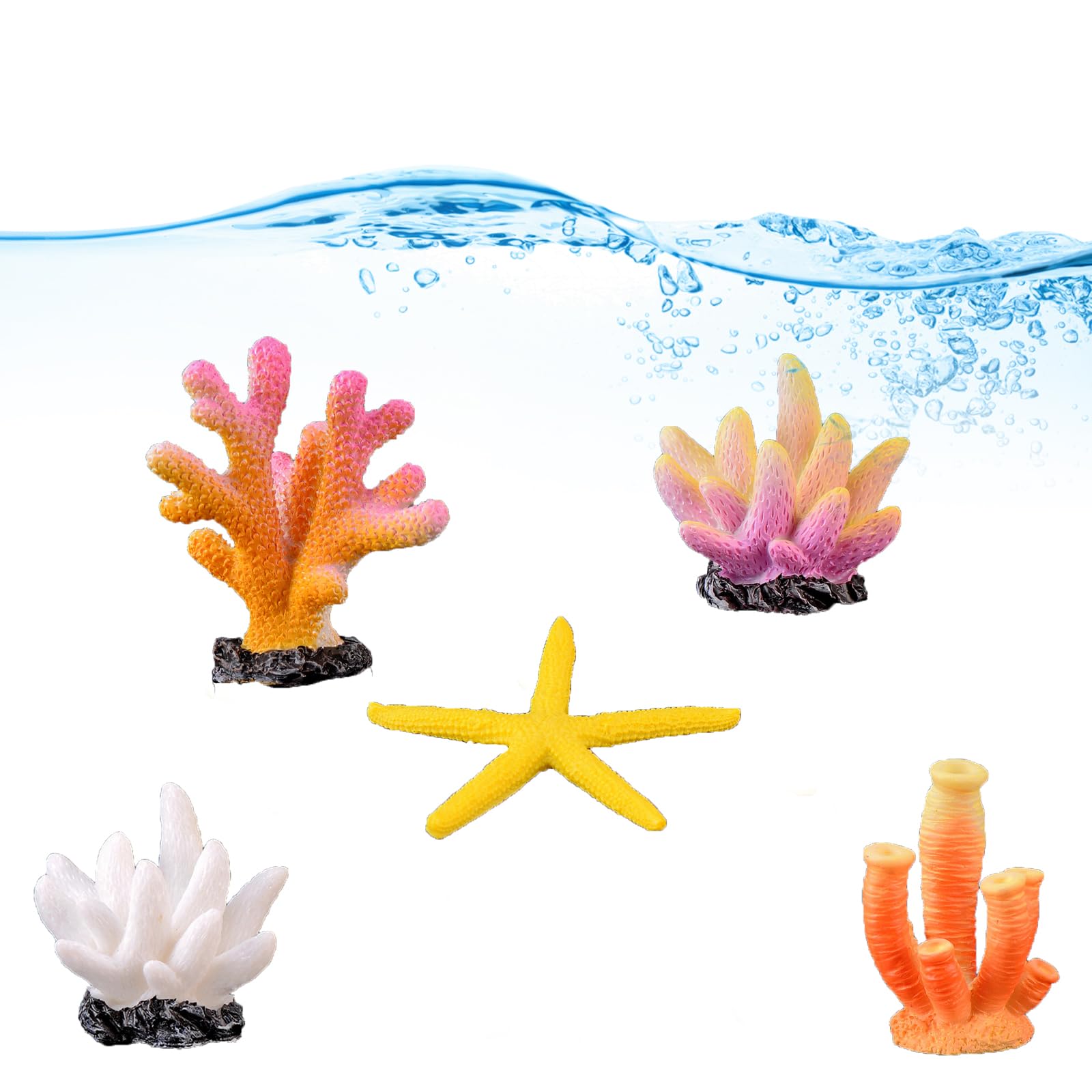 Corallo artificiale 5 pezzi Stella Marina Ornamenti in Resina per Acquario